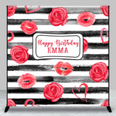 Lofaris Stripes Red Rouse Custom Birthday Backdrop